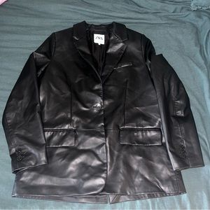 Zara Faux Leather Blazer